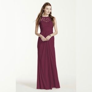 David's Bridal Long Mesh Dress in Wine Size 4 US